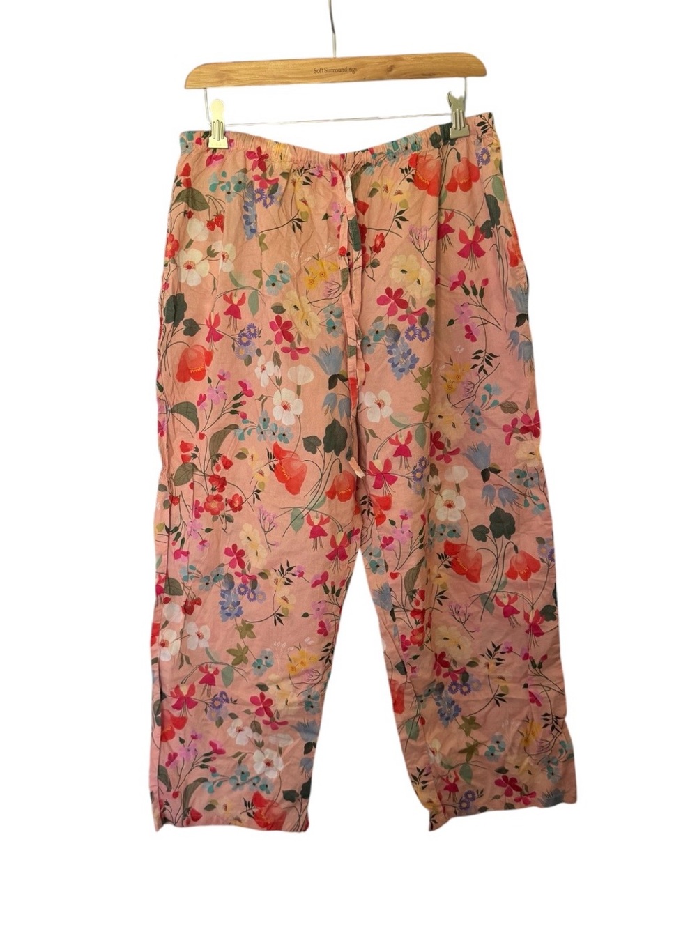 the Cat’S pajamas Floral Wide-Leg Pants in Peach Pink